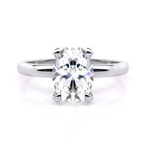Nina Solitaire Engagement Ring with Lab-Grown Oval-Cut Diamond in 18K White Gold