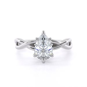 Chloe Pear Solitaire Engagement Ring with Lab-Grown Diamond in 18K White Gold