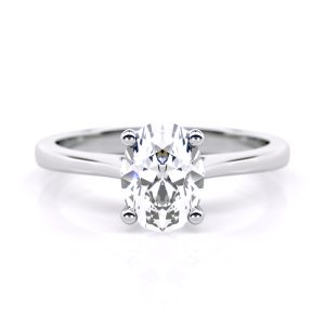 Selene Oval Solitaire Engagement Ring with Lab-Grown Diamond in 18K White Gold
