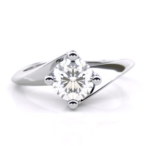 Thais - Swirl Solitaire Engagement Ring with Lab-Grown Diamond in 18K White Gold