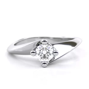 Thais Solitaire Engagement Ring with Diamond in 18K White Gold