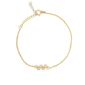 Diamond cluster set bracelet in 14k gold