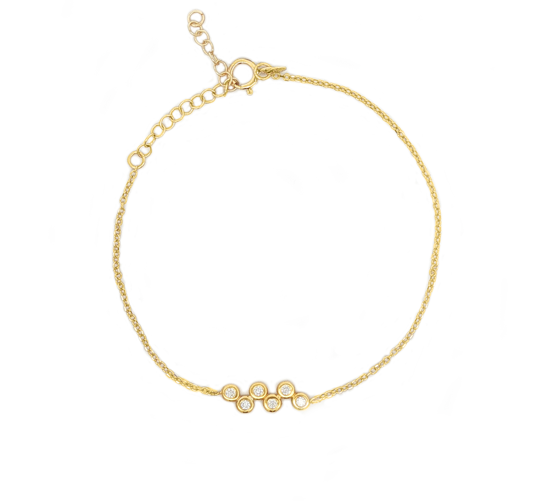 Diamond cluster set bracelet in 14k gold
