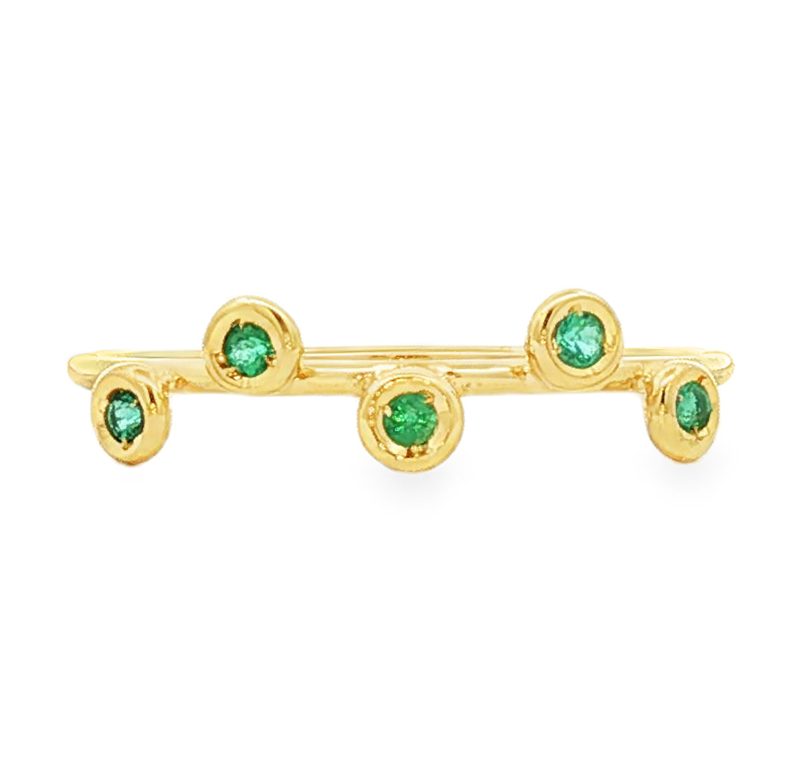 Bezel-set emerald band in 14k yellow gold
