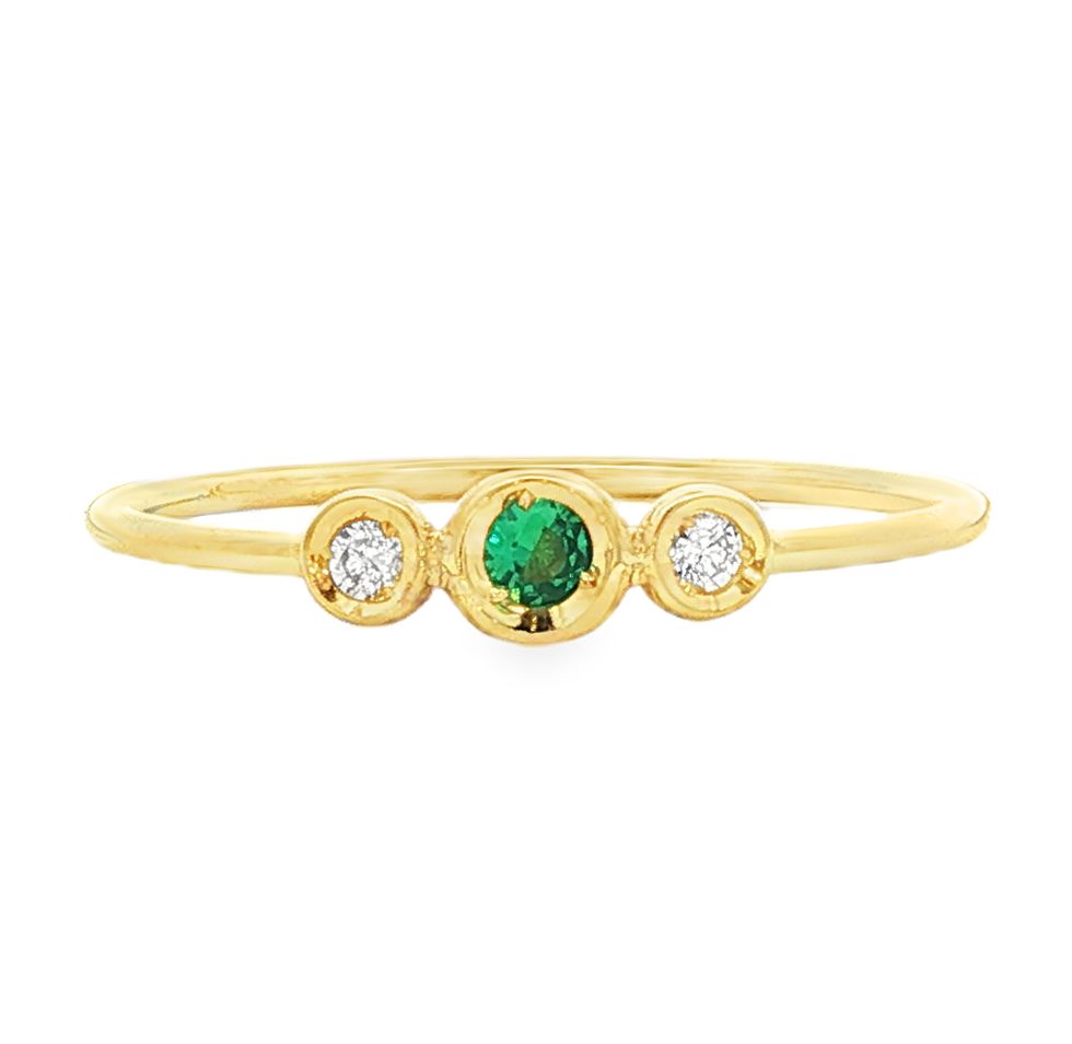 Bezel-set ruby band in 14k yellow gold