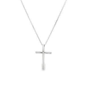 Σταυρός με διαμάντι σε λευκό χρυσό 14k