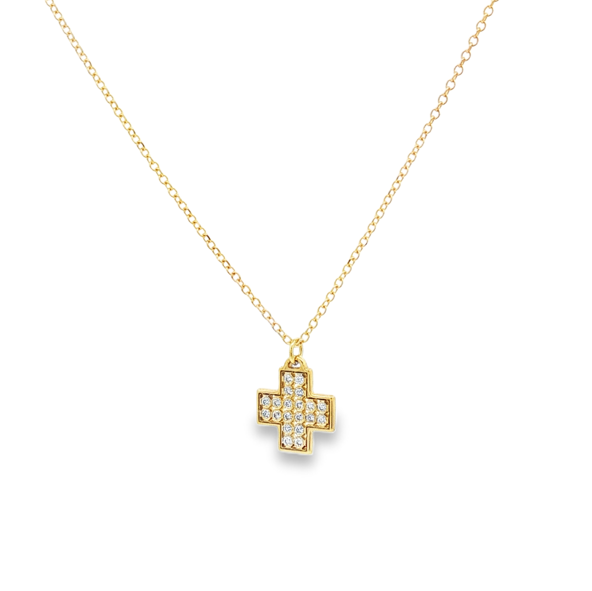 Κολιέ σταυρός pavé με διαμάντια σε χρυσό 14k