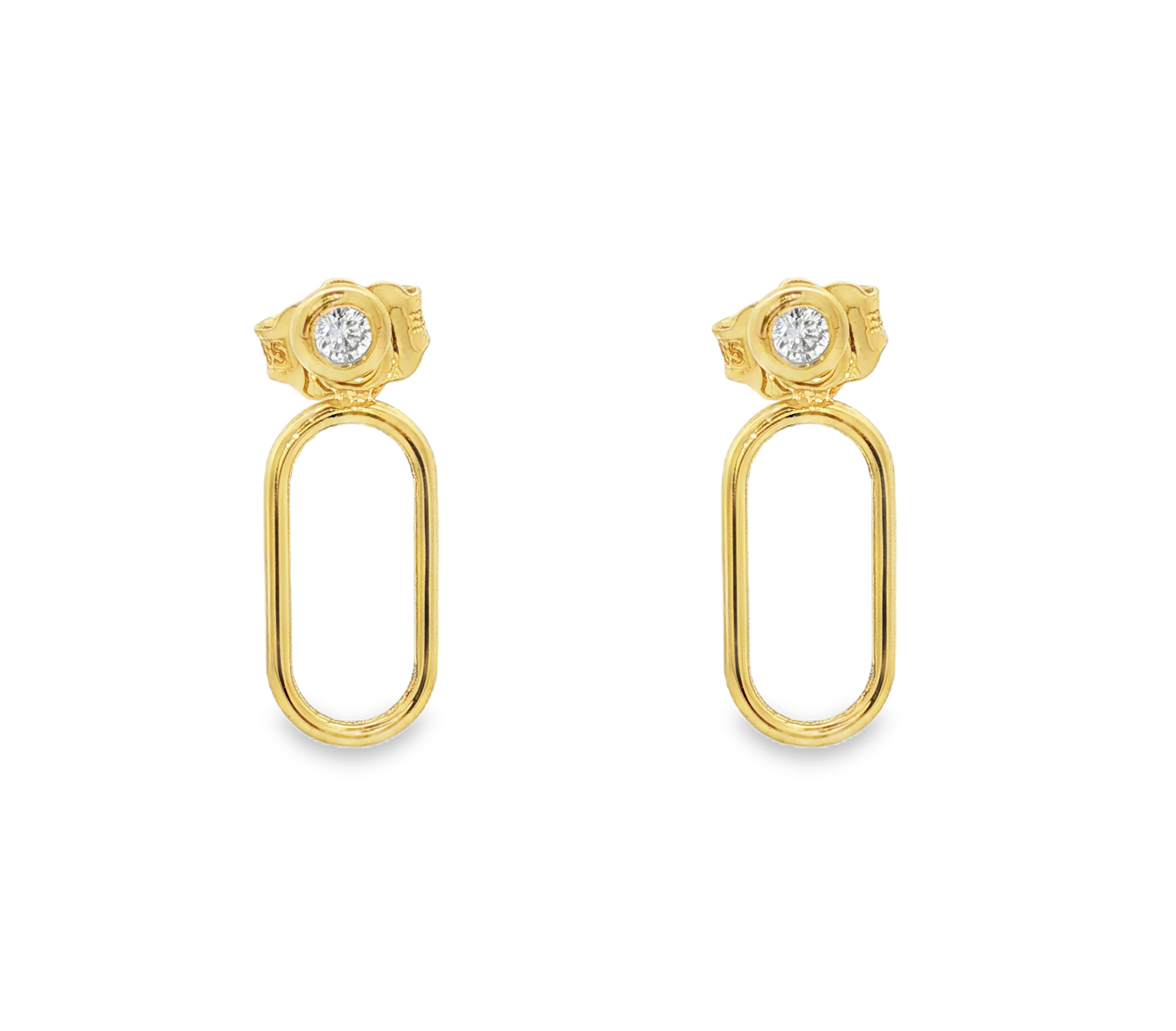 σκουλαρίκια με διαμάντι bezel χρυσό 14k
