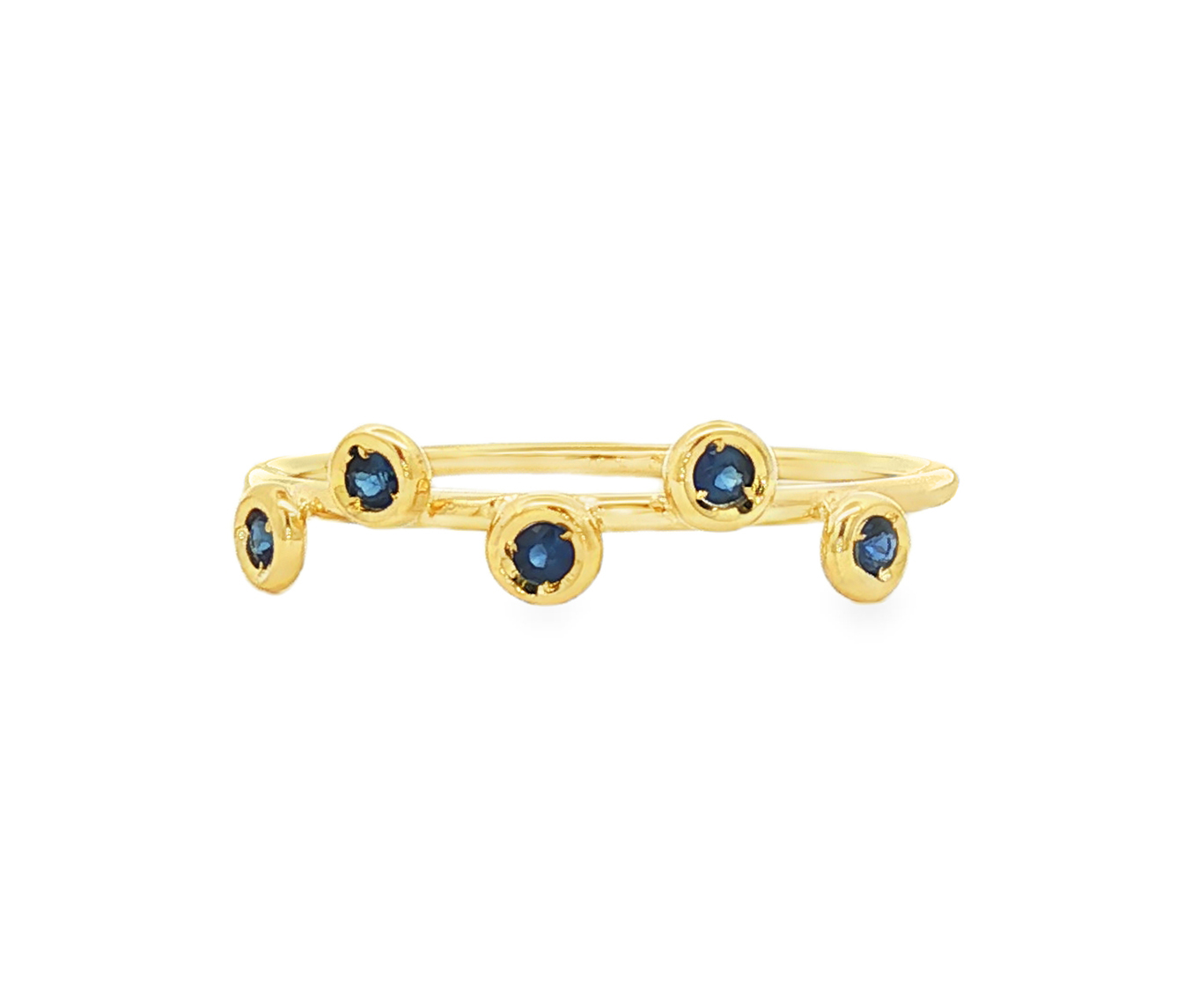 Δαχτυλίδι με ζαφείρια δεσίματος bezel σε χρυσό 14k κίτρινο