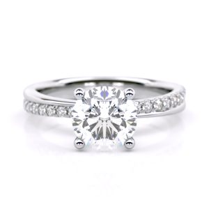 Michelle Solitaire Engagement Ring with Lab-Grown Diamond and Accent Stones in 18K White Gold