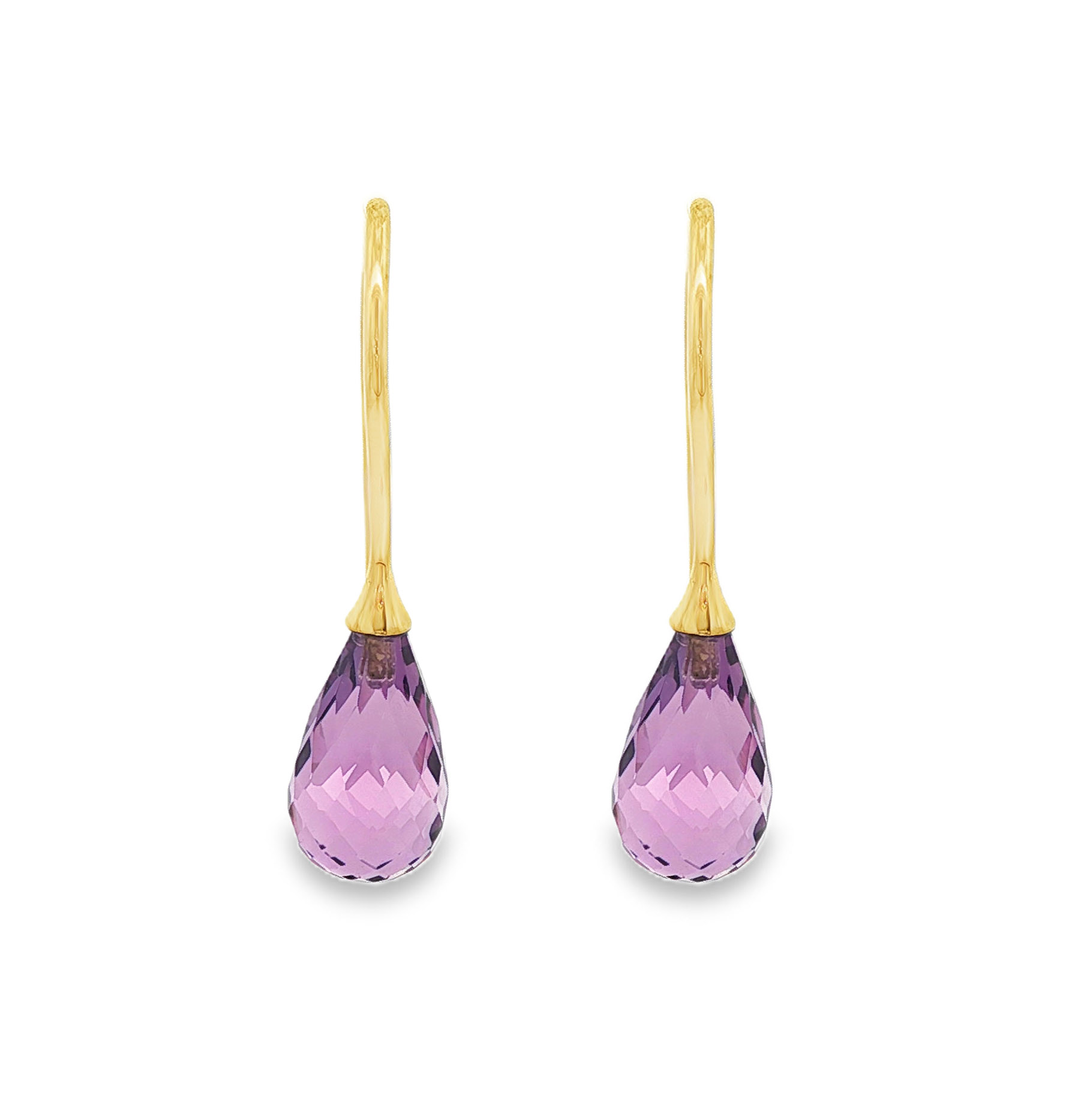 Hook Earrings with Amethyst in 18K Gold