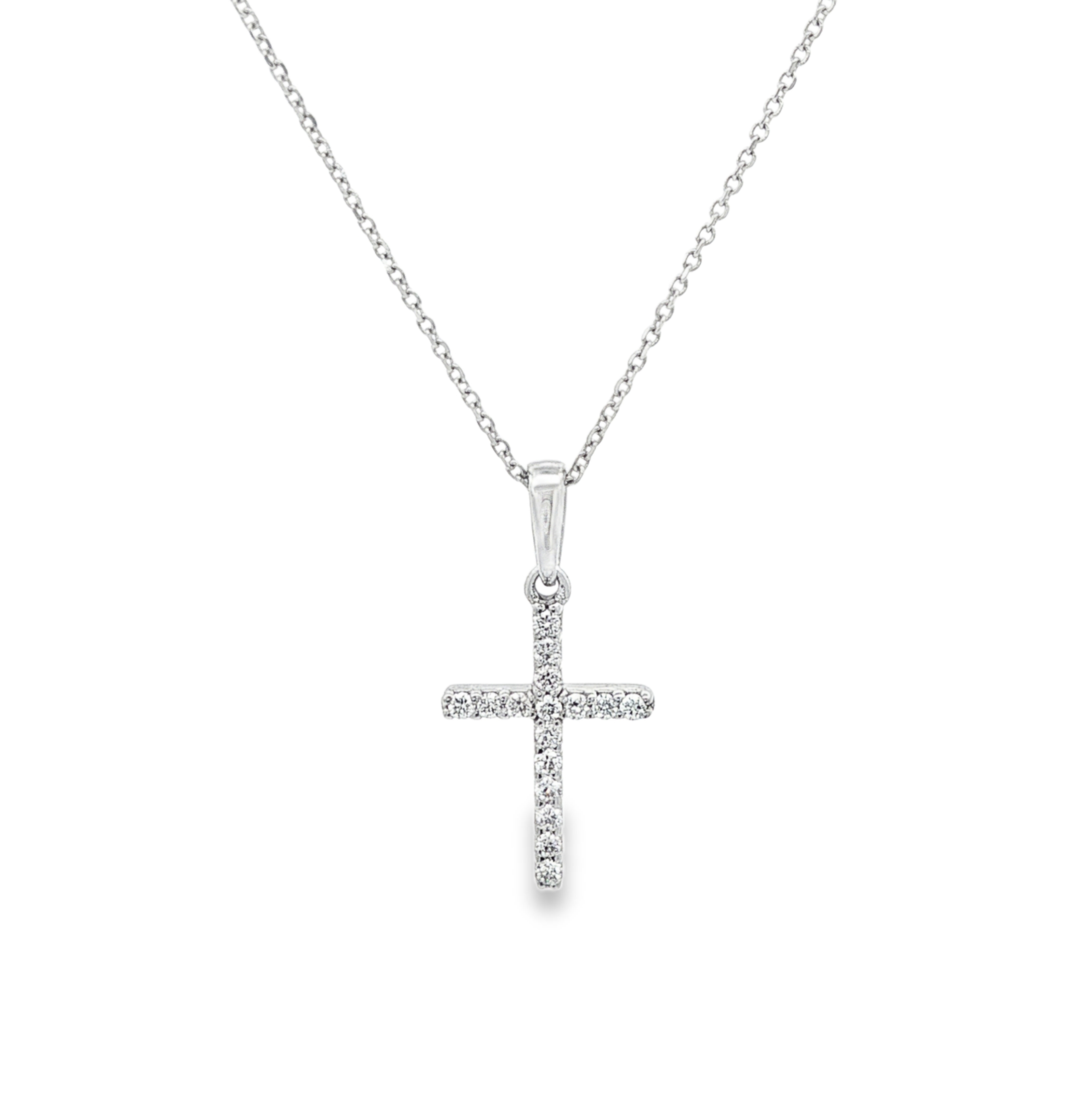 Diamond Cross Pendant in 18k White Gold