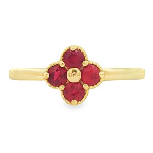 Ruby Flower Ring in 18K Yellow Gold