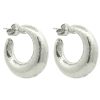 SK00303925_2(1) Hammered Hoop Stud Earrings in Sterling Silver 925°