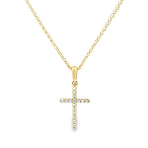 Diamind cross pendant in 18k yellow gold
