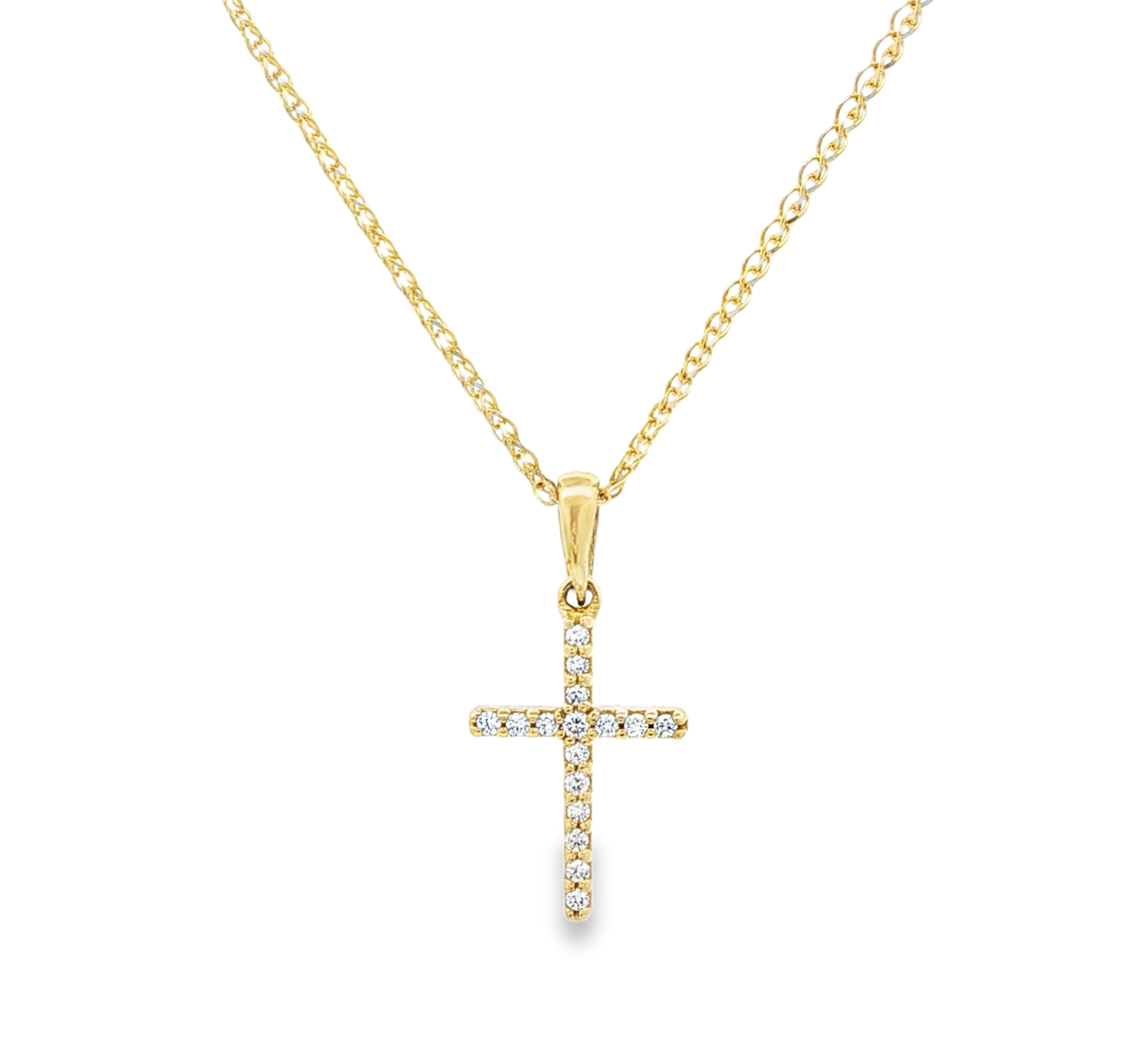 Diamind cross pendant in 18k yellow gold