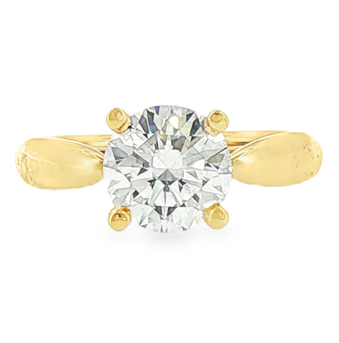 Solitaire Engagement Ring with Lab-Grown Round-Cut Diamond in 18K Yellow Gold