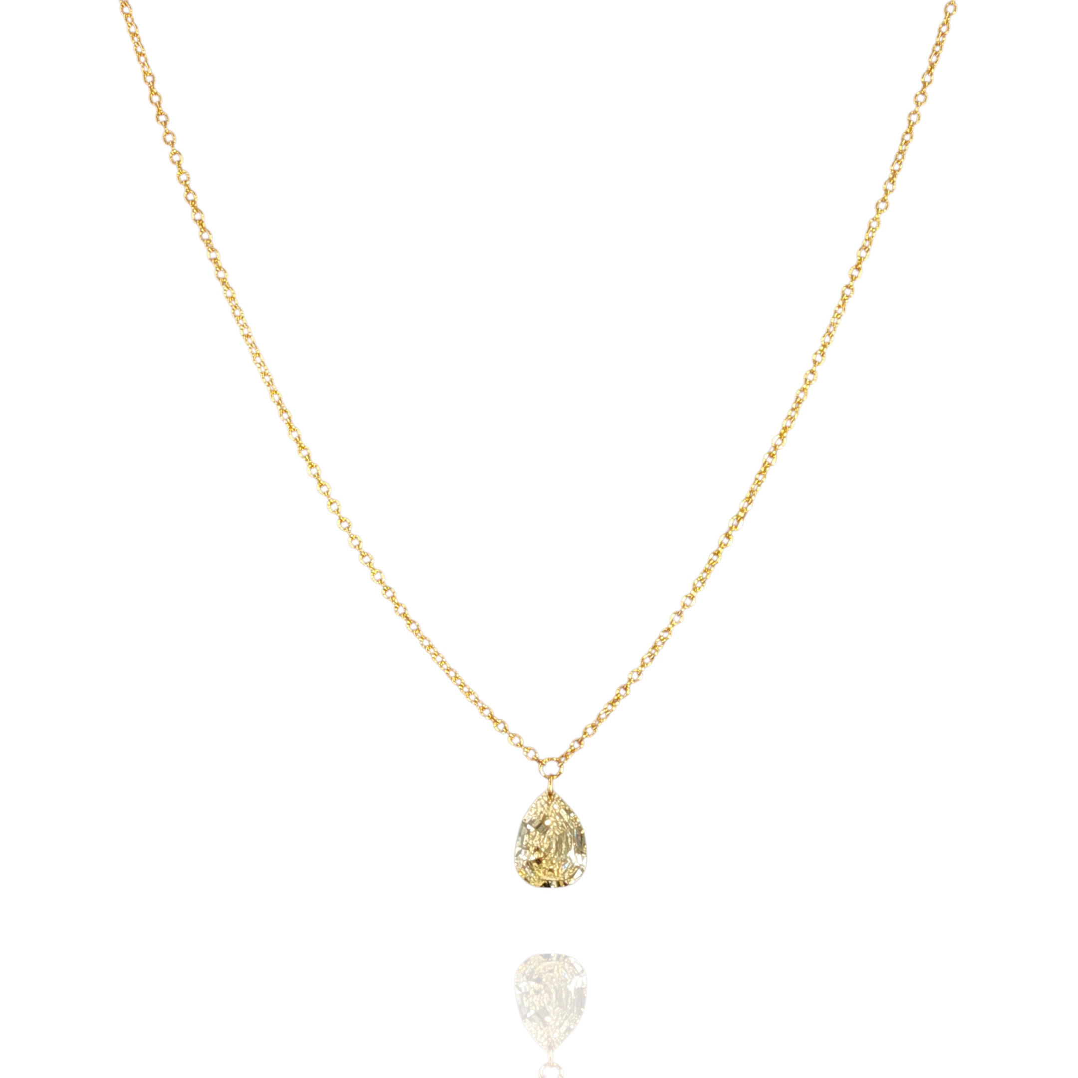 Yellow Tinted Diamond Droplet Necklace in 18k yellow gold