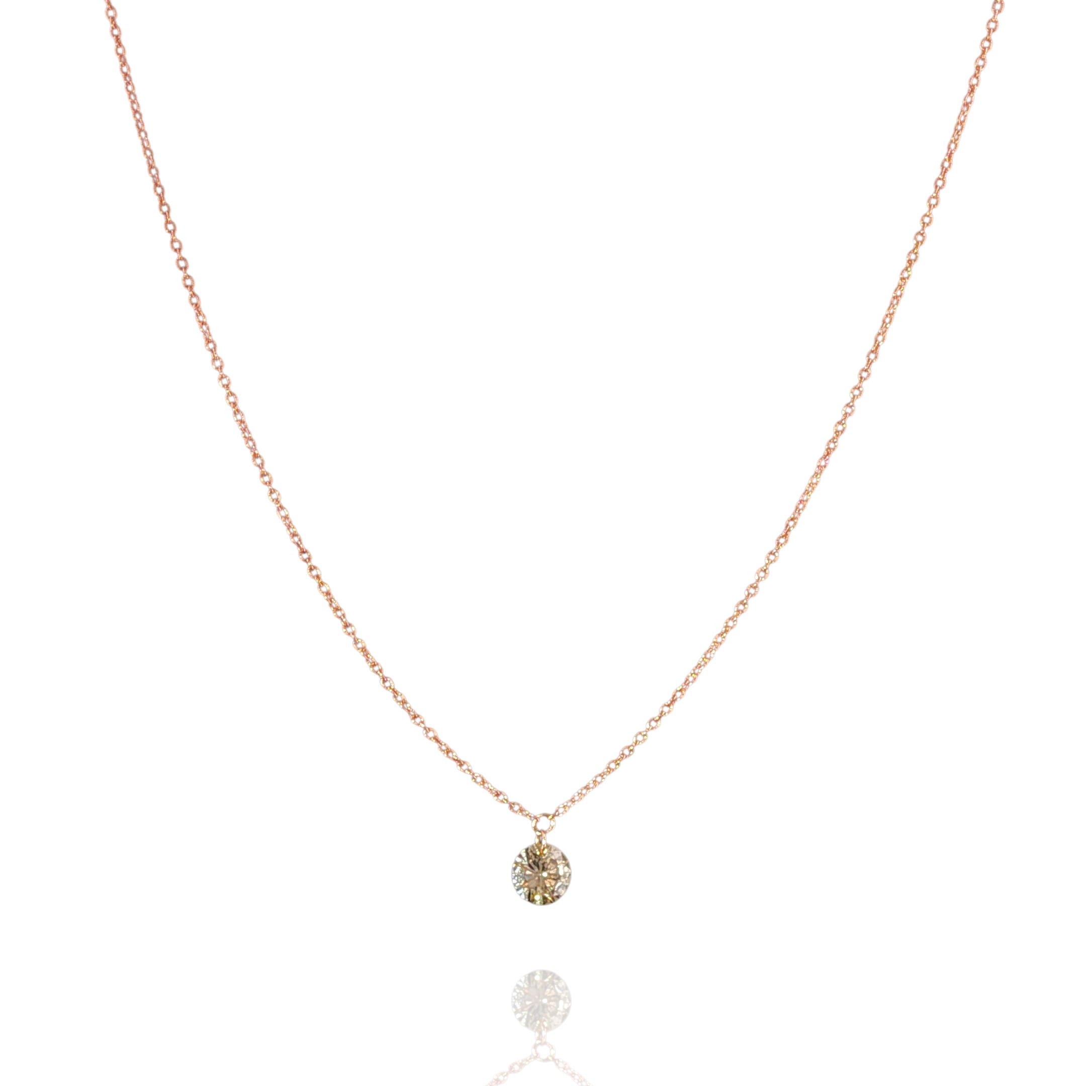 tinted diamond drop necklace in 18k rose gold