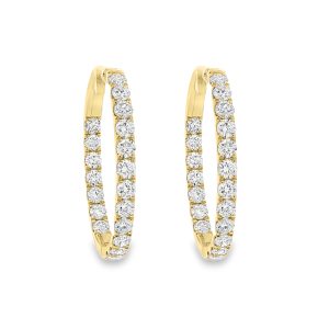 Lab-Grown Diamond Oval Hoop Earrings in 14K Yellow Gold