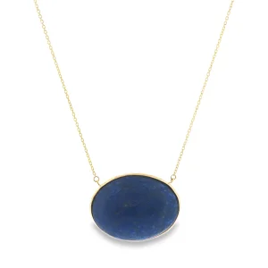 Κολιέ με Lapis Lazuli σε Κοπή Oval και Αλυσίδα σε Χρυσό Κ22
