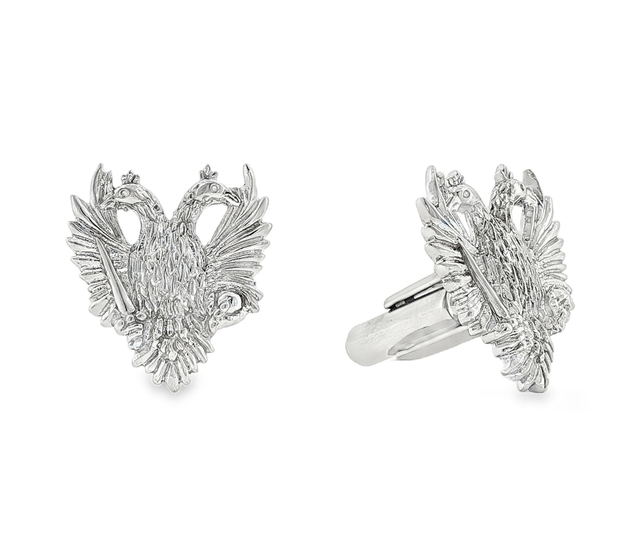 Double headed eagle cuff links in sterling silver
