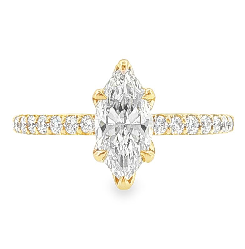 Marquise Diamond Engagement Ring 18k yellow gold