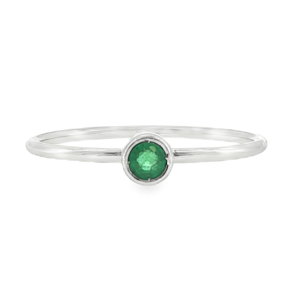 Minimal Emerald Bezel Ring in 14K White Gold