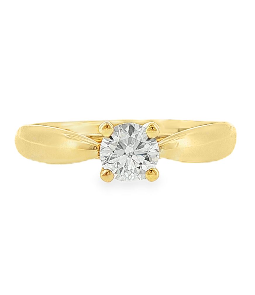 Solitaire Engagement Ring with GIA Certified Natural Diamond in 18K Yellow Gold