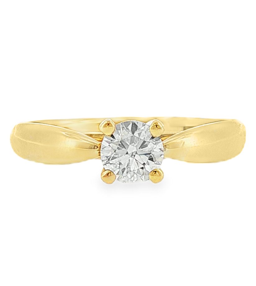Solitaire Engagement Ring with GIA Certified Natural Diamond in 18K Yellow Gold