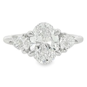 Vintage Oval Cut Engagement Ring with Lab-Grown Diamonds in 18K White Gold