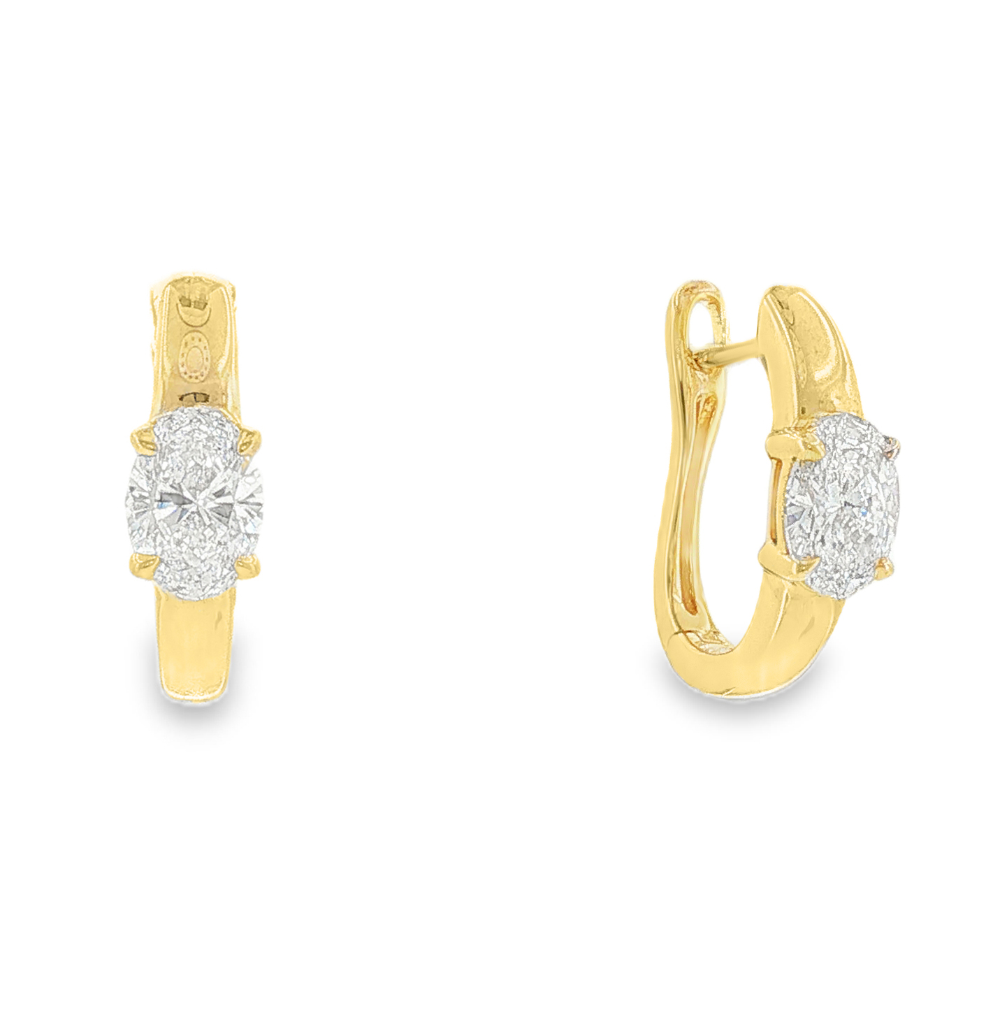 Oval Single Lab-Grown Diamond Hoop Earrings in 18K Yellow Gold